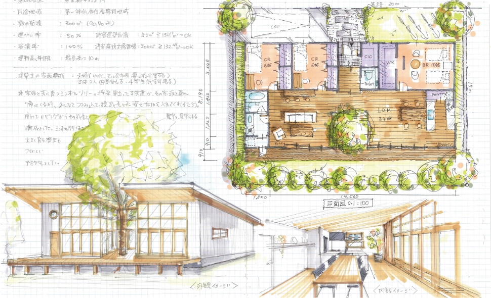 木造平屋建て住宅の設計作品