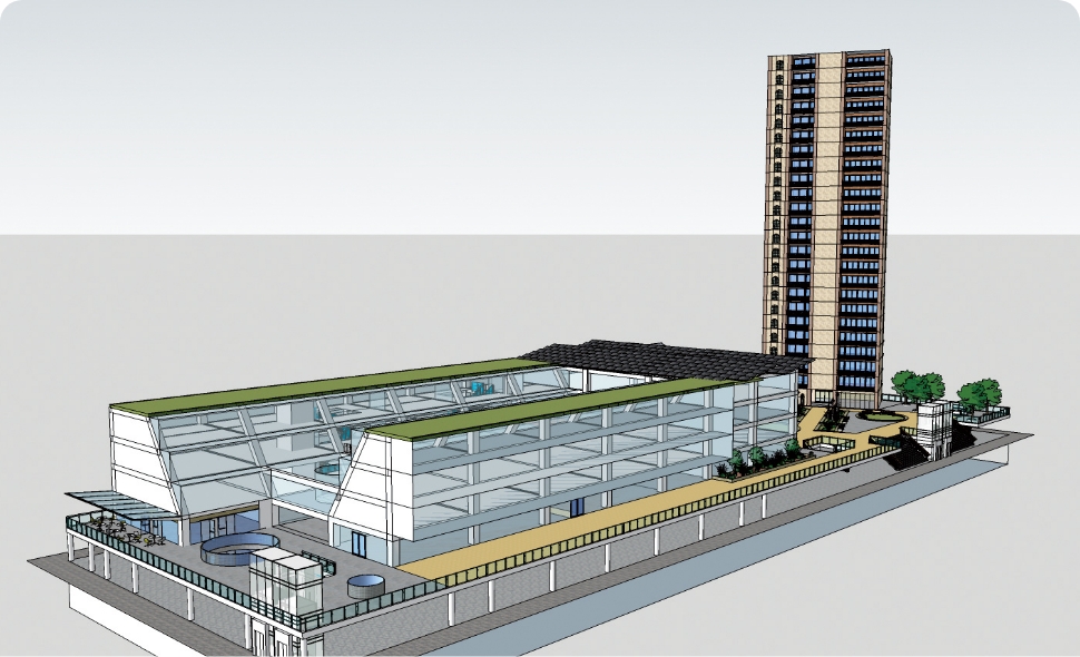 中野駅前複合建築の設計作品