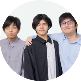 芹澤 温輝さん（東京都立大森高等学校出身）、村木 蘭丸さん（静岡県立田方農業高等学校出身）、窪田 紫月さん（東京都立松原高等学校出身）